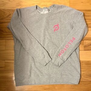 Peloton Gray Crewneck Limitless Sweatshirt with Pink Logo and Sleeve Text